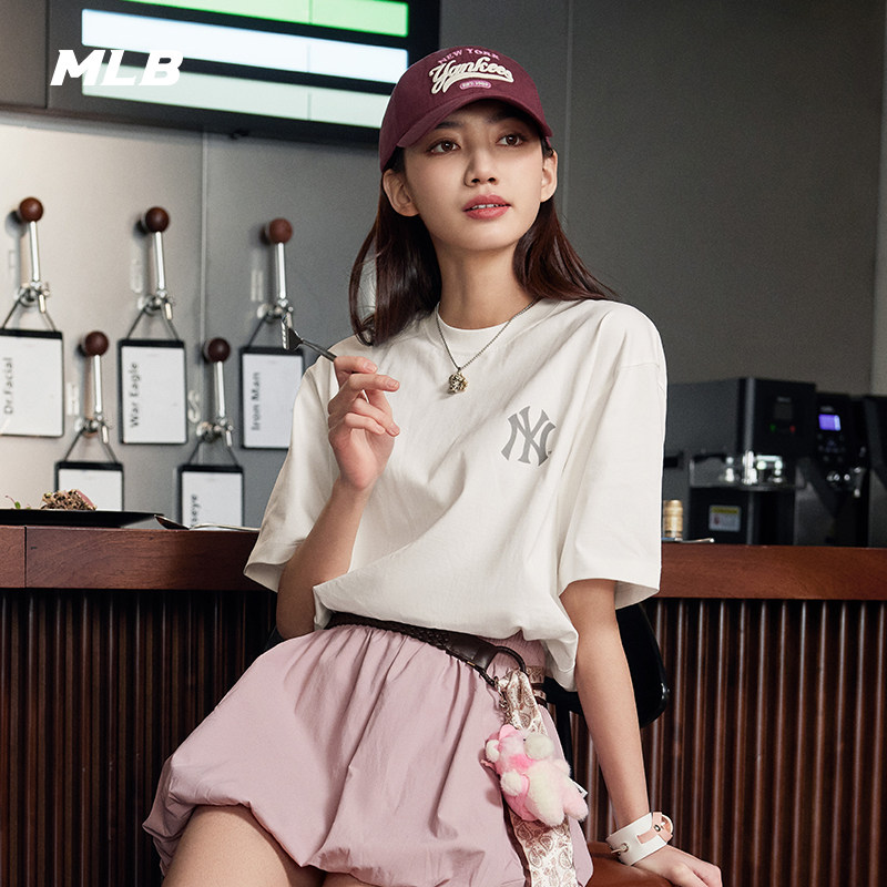 MLB老花大LOGO短袖T恤新款男女同款