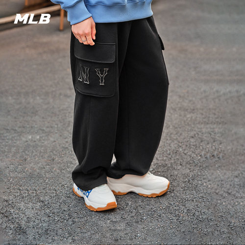 MLB官方男女情侣工装风大口袋休闲长裤舒适阔腿裤春夏PTB14 - 图0