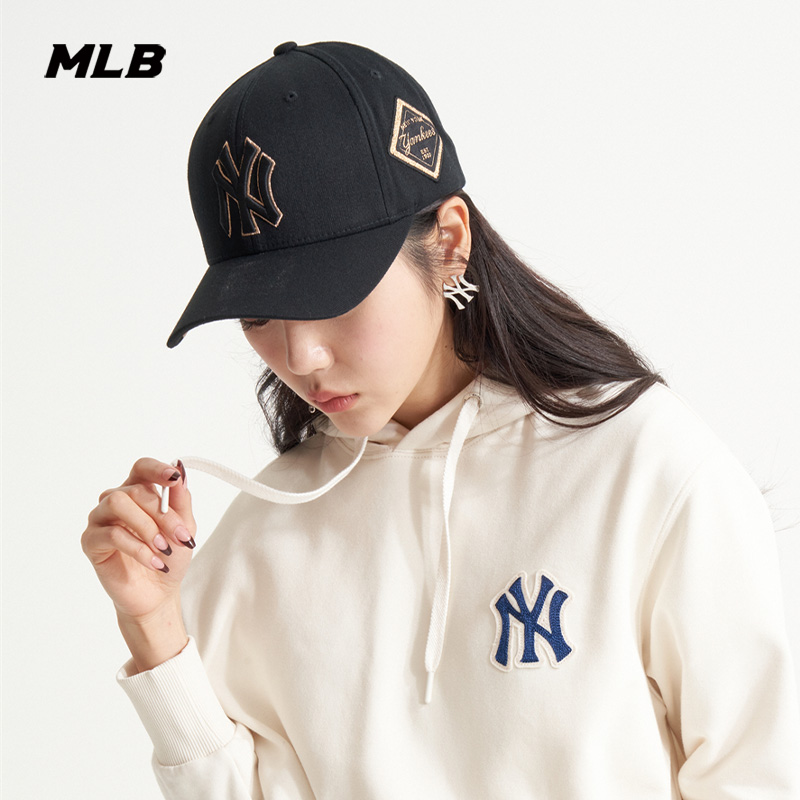 MLB官方 男女NYLA硬顶棒球帽情侣刺绣运动遮阳鸭舌帽CP85