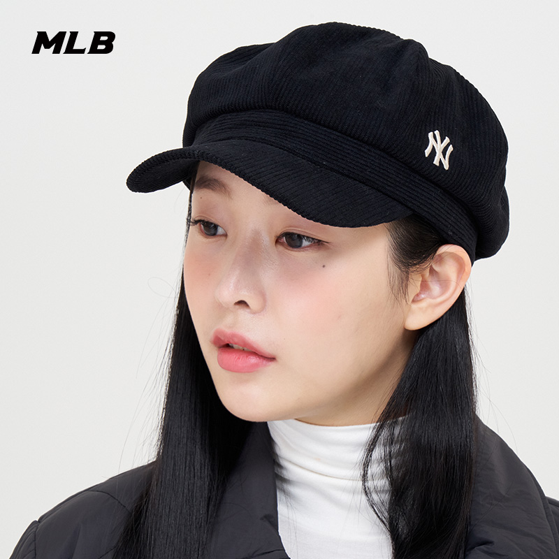 MLB官方男女情侣纯色灯芯绒报童帽贝雷帽明星同款23新款CBC01