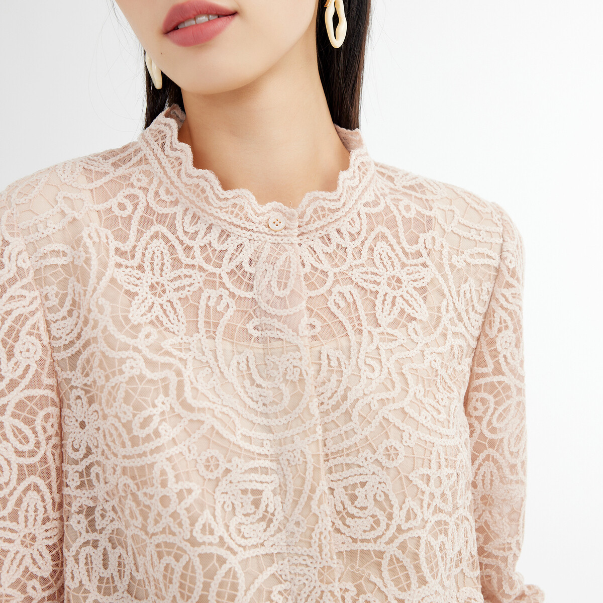 vgrass维格娜丝冬季新款蕾丝衬衫 vgrass女装衬衫