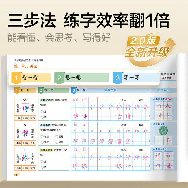 2026 version of three-step calligraphy practice guide for writing standardized characters simultaneously
