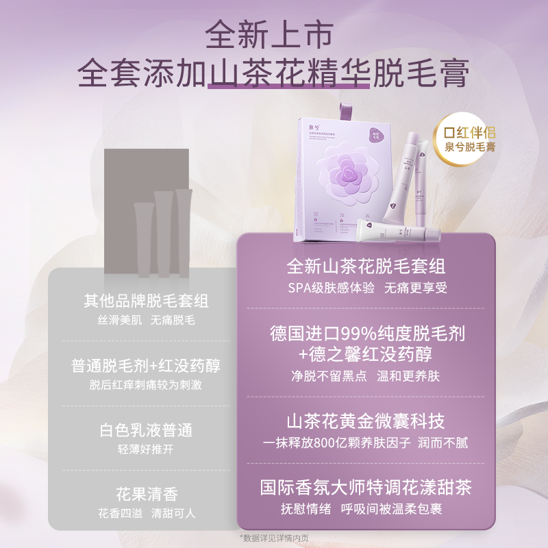 【U先入仓】泉兮山茶花唇部脱毛精华乳2g+脱毛膏3g+精华啫喱2g,淘宝优惠券,粉丝福利购,淘宝优惠卷