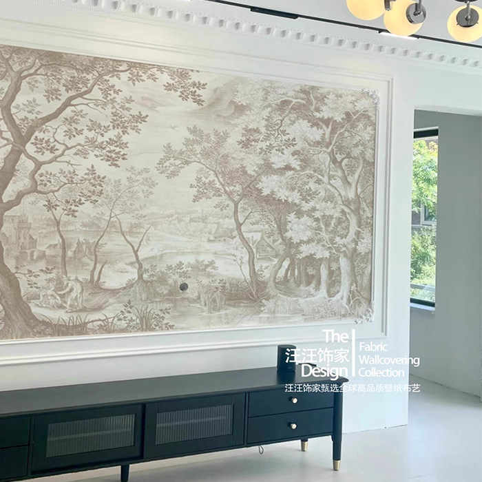 法式树林墙布复古南洋风卧室客厅背景墙壁纸玄关墙纸过道定制壁画,淘宝优惠券,粉丝福利购,淘宝优惠卷