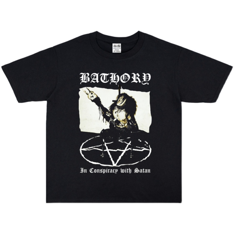 瑞典维京黑暗金属乐队Bathory个性印花T恤纯棉短袖男女宽松潮流款 - 图3