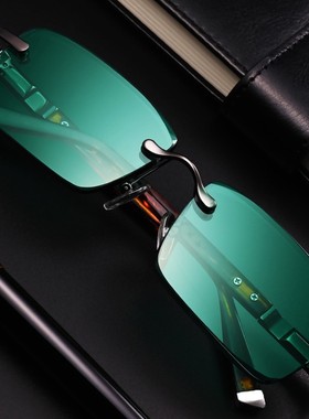 男士天然水晶石眼镜新款高档太阳镜石头镜平光镜无框切边墨镜眼镜