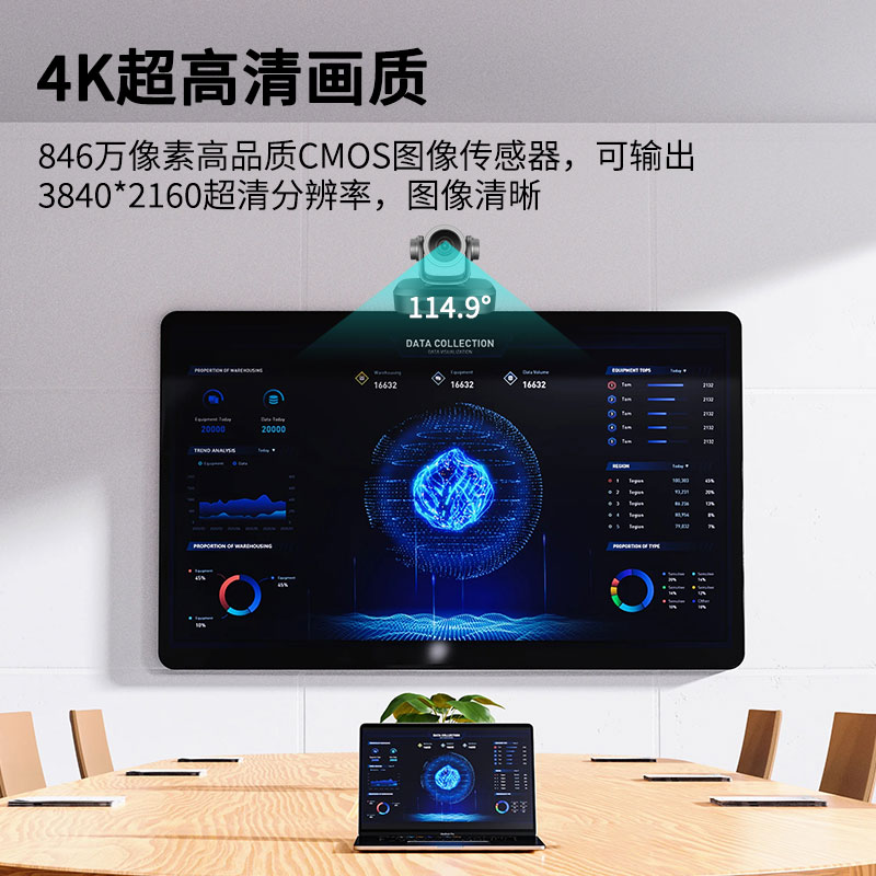 生华视通SH-GK07S 4K超高清视频会议摄像头30FPS摄像头内置麦克风5米拾音USB免驱动直播腾讯会议钉钉远程会议 - 图1