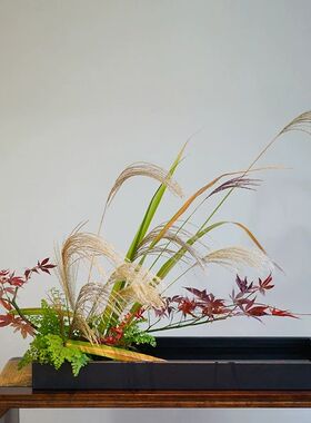 不锈特大超大铁艺方盘花器小原流写景琳派黑色花盘日式可定制