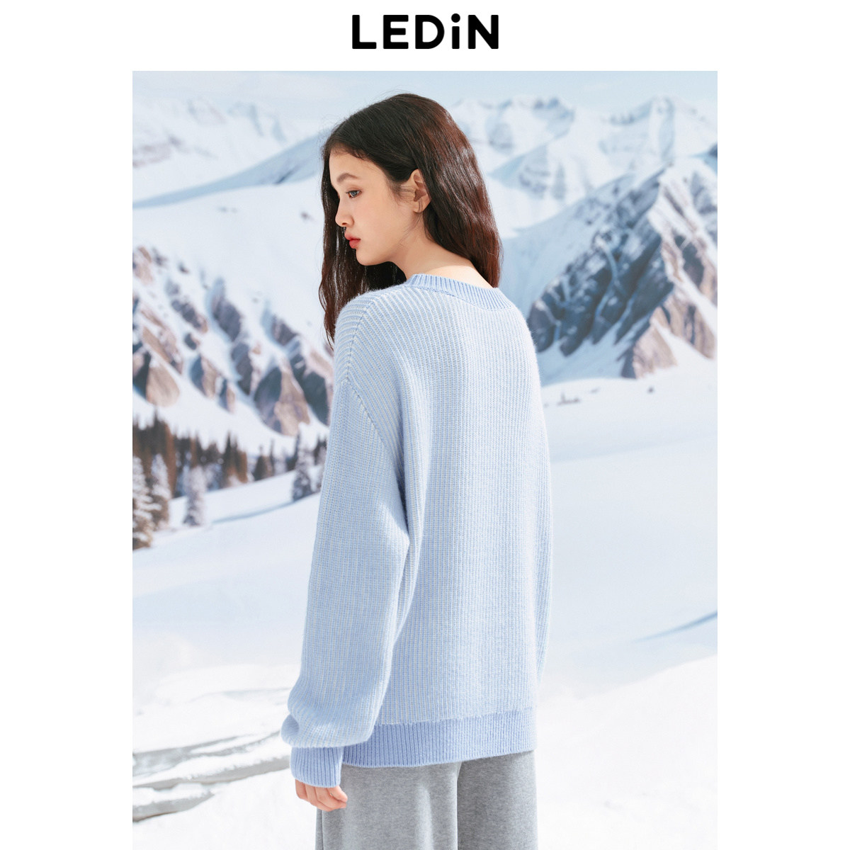 乐町拼色圆领线套衫女冬季新款柔软宽松圆领针织衫,淘宝优惠券,粉丝福利购,淘宝优惠卷