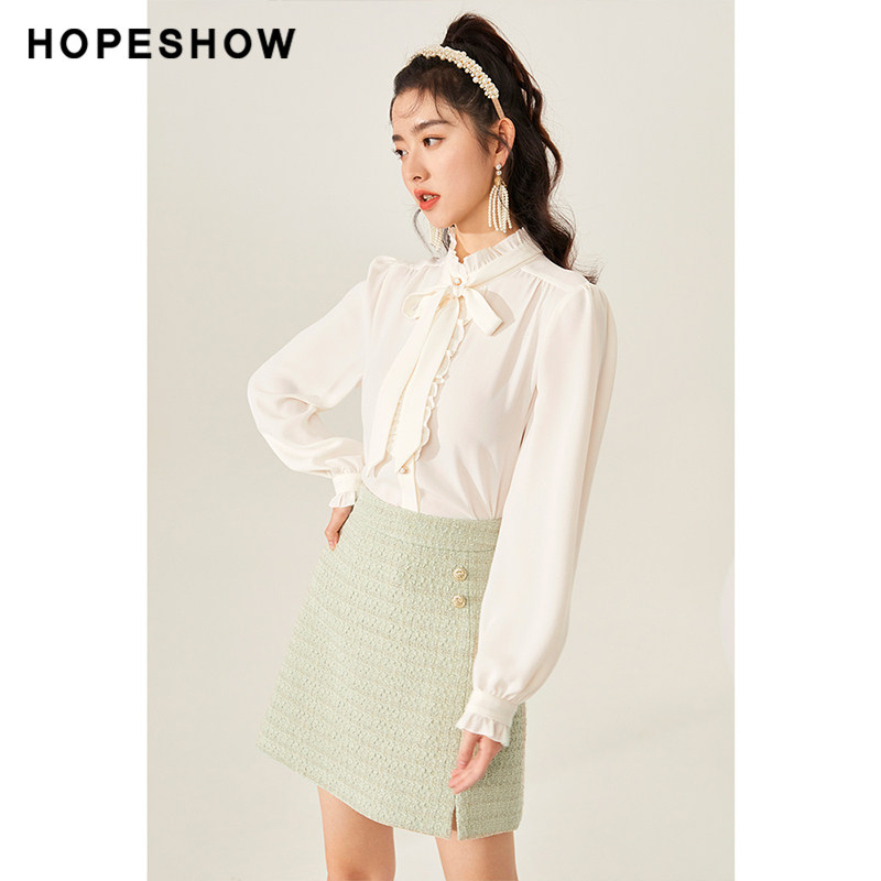 红袖outlets气质淑女飘带白衬衫 红袖outlets店衬衫