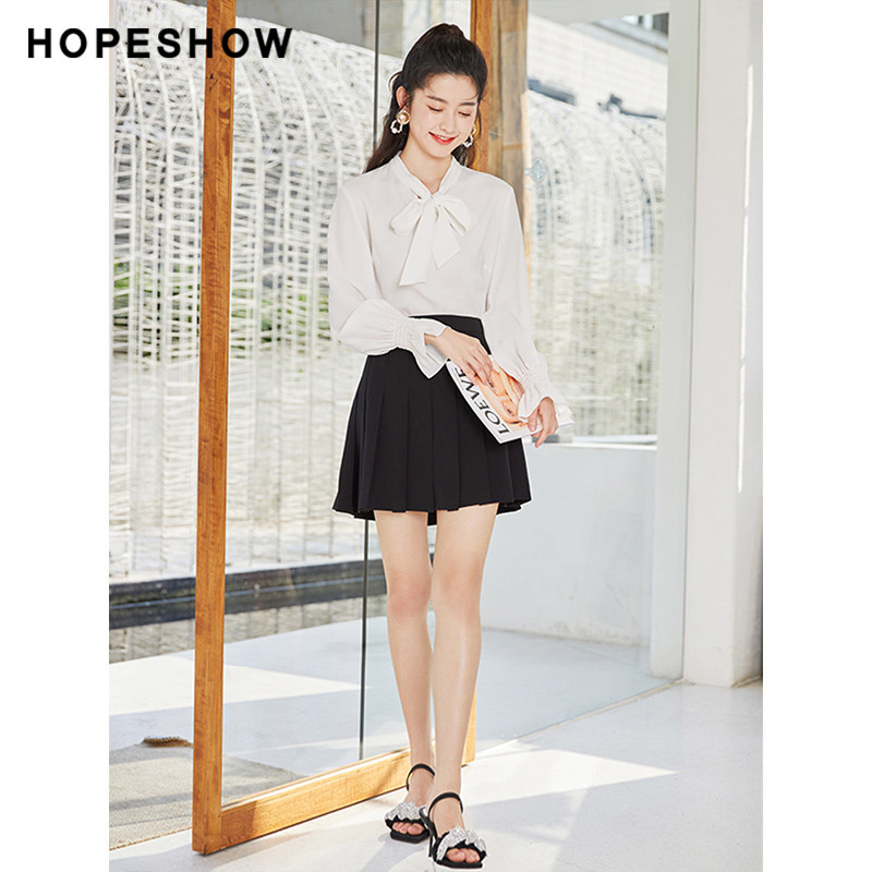 红袖outlets蝴蝶结喇叭袖秋白衬衫 红袖outlets店衬衫