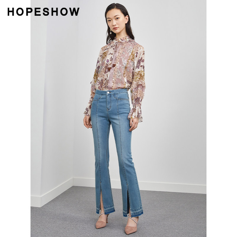 红袖outlets甜美木耳边系带衬衫 红袖outlets店蕾丝衫/雪纺衫