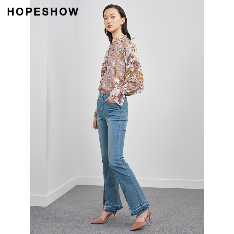 红袖outlets甜美木耳边系带衬衫 红袖outlets店蕾丝衫/雪纺衫