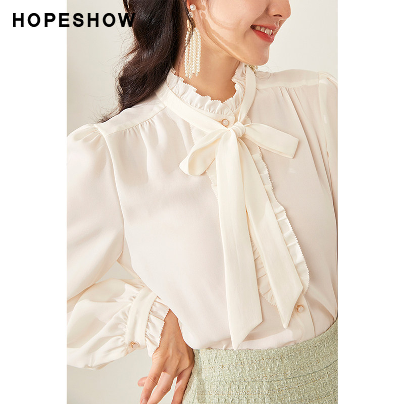 红袖outlets气质淑女飘带白衬衫 红袖outlets店衬衫