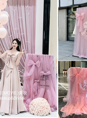 蝴蝶结纱背景布派对订婚礼装饰