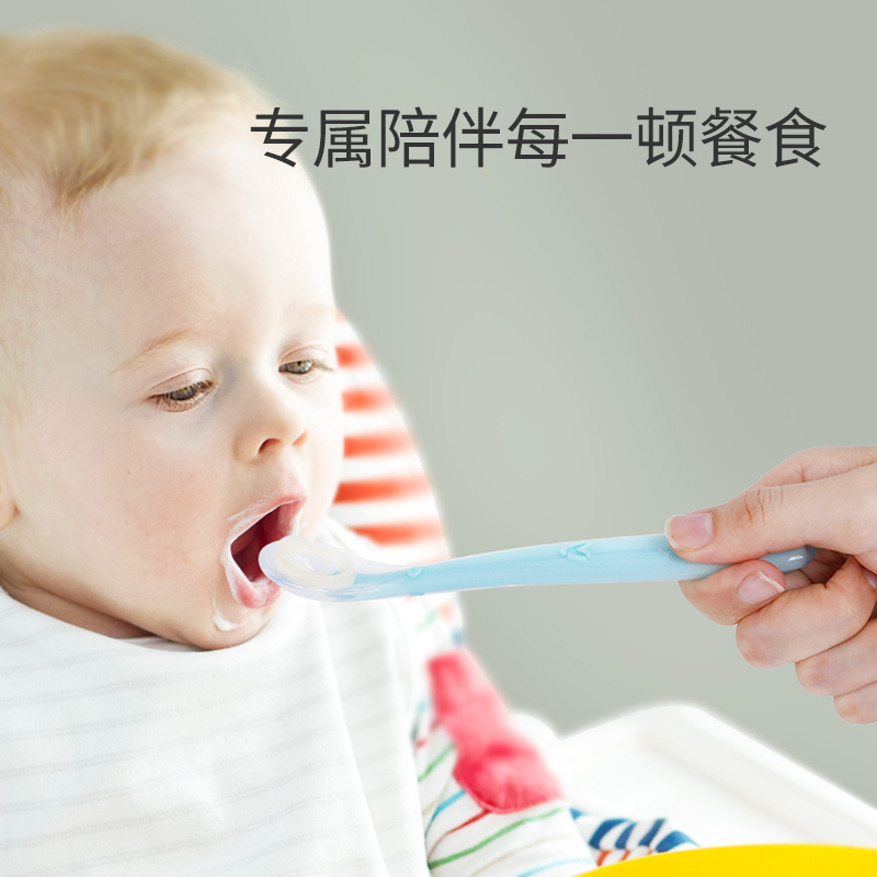 babycoupe 宝宝硅胶软勺新生儿小勺子餐具喂水果泥儿童吃饭辅食碗 - 图1