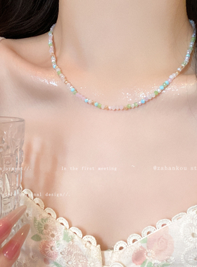 薄荷曼波~绿色串珠多巴胺项链女