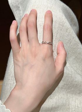 波浪素圈戒指女日式轻奢小众设计