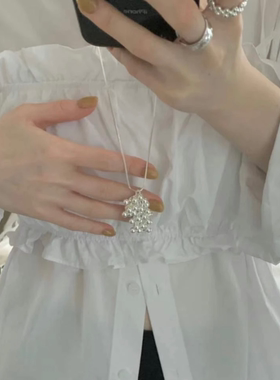 银葡萄串珠项链长款毛衣卫衣链