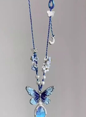 「繁花蝶梦」凯撒蓝蝴蝶繁花项链女新中式编织送闺蜜礼物锁骨链