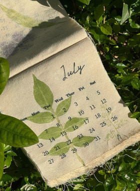植物敲拓染日历挂画diy材料包花草树叶拓印空白帆布挂历非遗手工