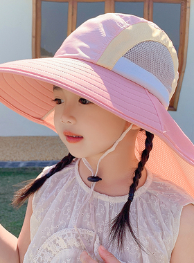 儿童防晒帽女童夏季遮阳帽透气