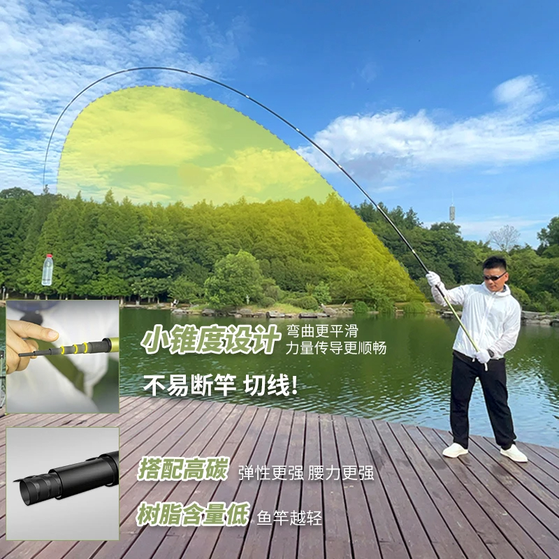 德森短节鱼竿台钓竿超轻小综合28调手竿碳素便携鱼杆手杆户外野钓