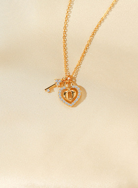 堤喜爱心镶钻项链新款纯银原创设计 高级感时尚轻奢百搭 简约款