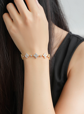 堤喜女纯银镶嵌宝石原创设计手链