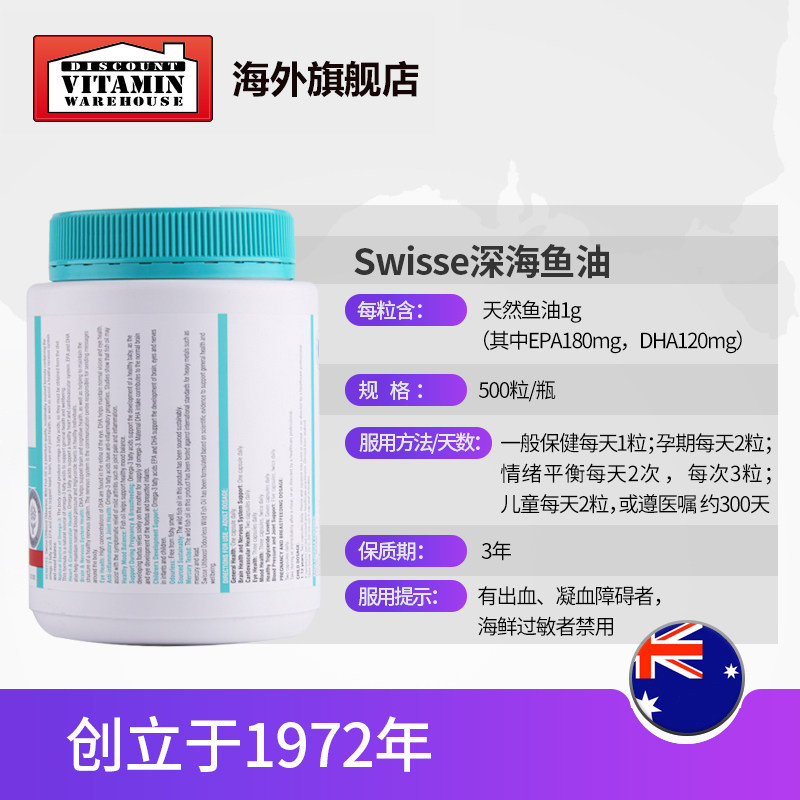 【500粒】swisse斯维诗500粒软胶囊 DiscountVitaminWarehouse海外鱼油/深海鱼油