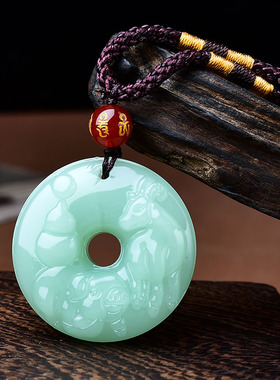 淘运开阁猪羊赐瑞翡翠玉吊坠2026属兔吉祥佩戴物生肖兔转运珠男女