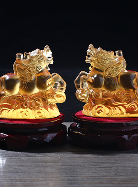祥安灵阁瑞兽迎祥琉璃摆件2026马年正南方位吉祥物五黄煞摆设一对