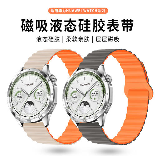 ESCASE 适用华为gt4表带watch3pro腕带高级感男女夏季潮款时尚硅胶磁吸gt3pro new智能运动手表替换配件46mm - 图0