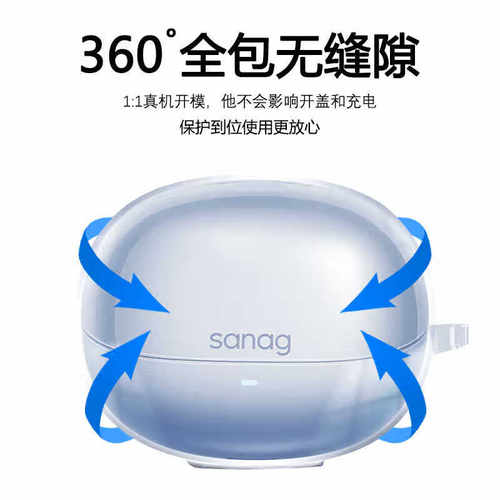 ESCASE适用塞那S8S保护套Sanag塞那s7s耳夹式无线蓝牙耳机保护壳透明简约S6SPro个性创意全包防摔充电仓软壳 - 图0