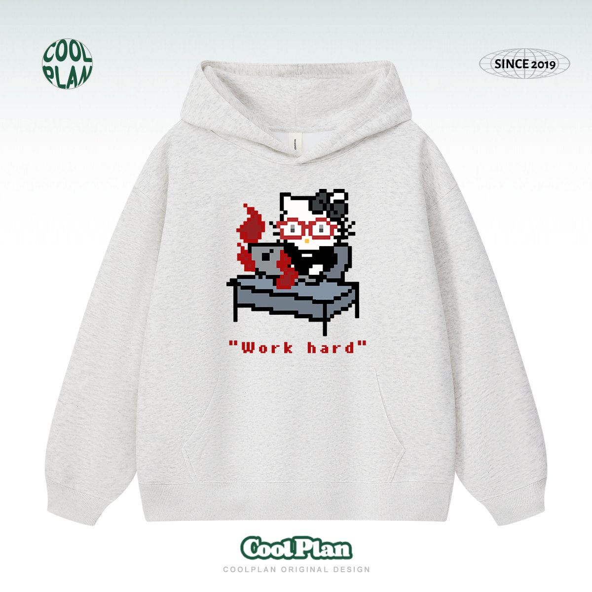 ins韩系甜美卡通像素猫印花连帽卫衣女秋冬季宽松百搭少女感外套,淘宝优惠券,粉丝福利购,淘宝优惠卷