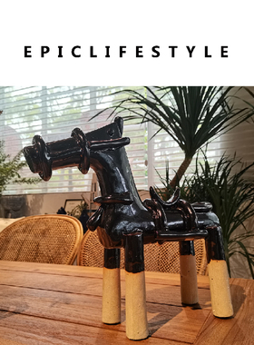 东方手工陶土艺术风摆件