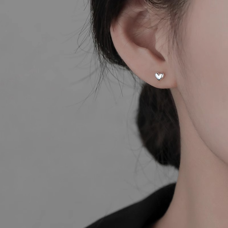 Surprise 999纯银耳钉女养耳洞高级感爱心耳骨钉免摘耳环小众耳饰 - 图2