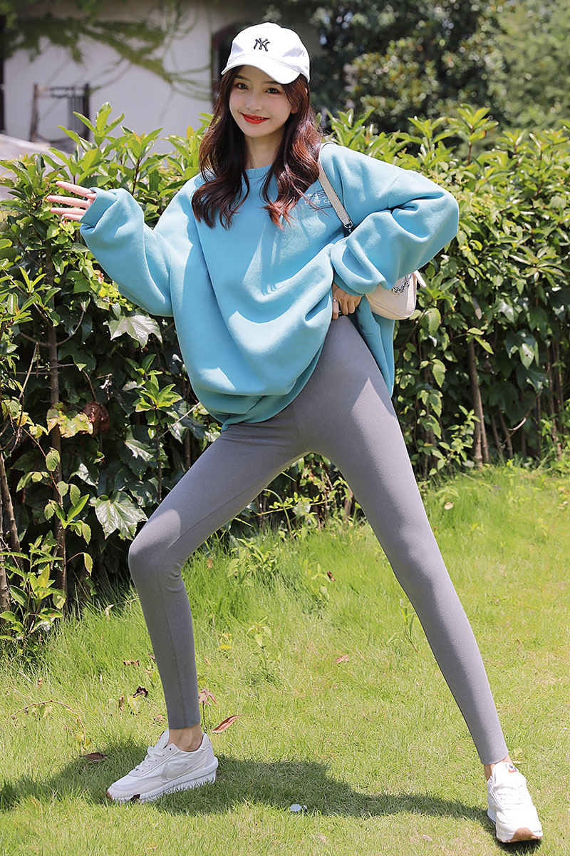 外穿薄款棉质高腰弹力灰色小脚裤 兰姊打底裤