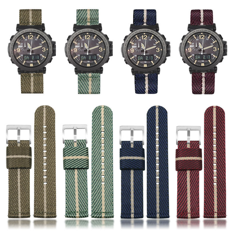 适配卡西欧运动透气尼龙帆布表带 古潮配件