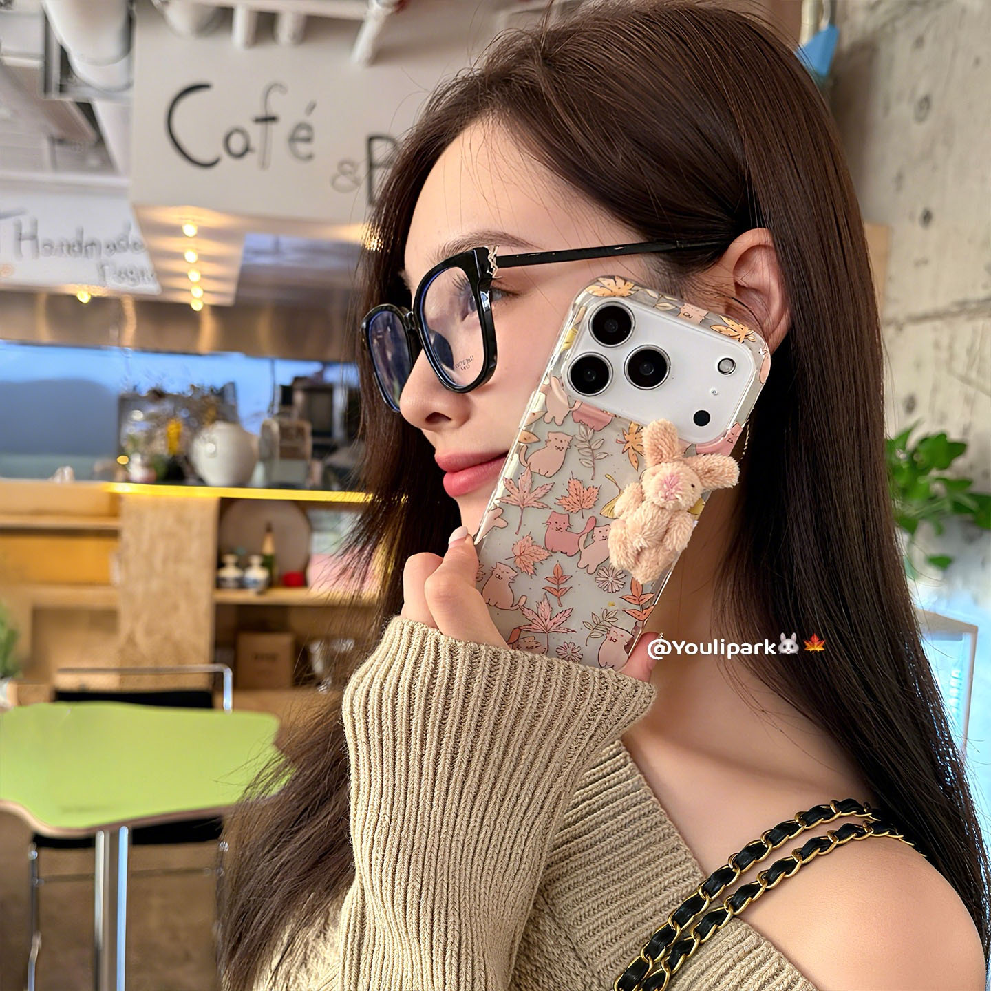 由里公园ins韩系秋冬可爱枫叶立体毛绒兔子17适用17pro苹果17ProMax手机壳iPhone16全包14新款16Promax保护套 - 图0