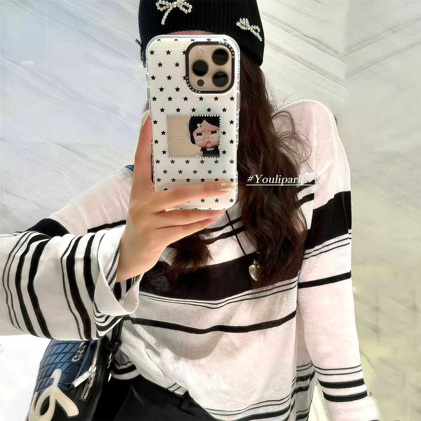 由里公园ins韩系少女可爱闪钻满屏星星哭娃17适用17pro苹果17ProMax手机壳iPhone16全包14新款16Promax保护套 - 图0