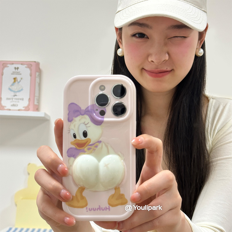 由里公园ins可爱卡通少女搞怪黛西适用11苹果15ProMax手机壳iPhone13全包15新款12Pro软14Promax粉色保护套14-图3