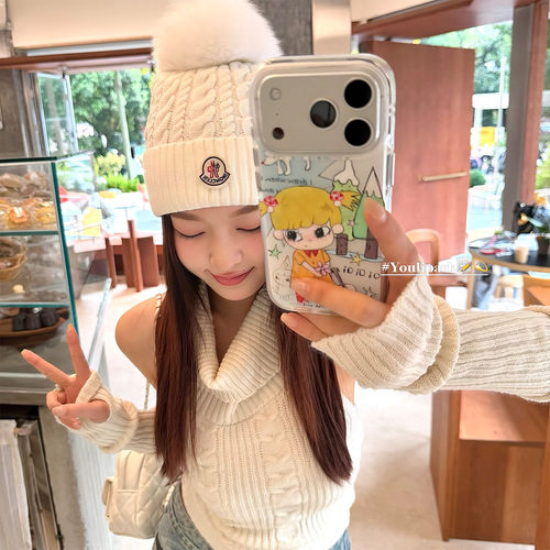 由里公园ins可爱涂鸦奈良美智小狗插画17适用17pro苹果17ProMax手机壳iPhone16全包14新款16Promax保护套13女 - 图0