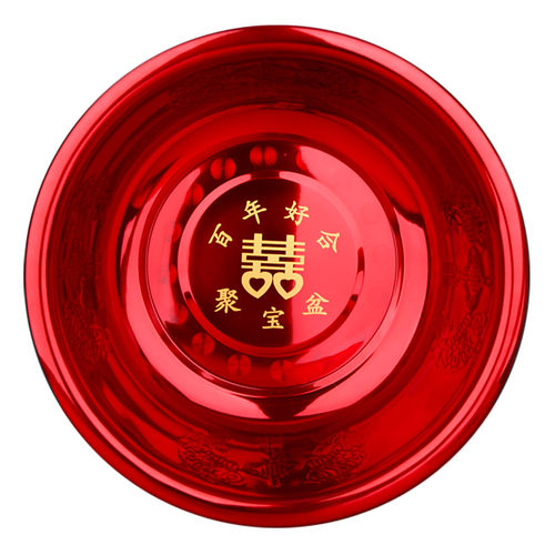 结婚喜盆一对新娘娘家嫁妆红色洗脸盆陪嫁用品大全盆子红盆子套装 - 图0