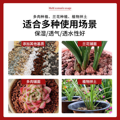 红火山石颗粒火山岩铺底铺面兰花专用土多肉营养土水族鱼缸垫底砂 - 图2