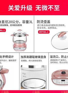 家用养生壶玻璃大容量多功能