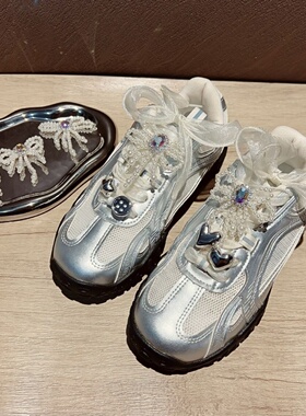 韩国东大门串珠宝石蝴蝶结鞋带扣