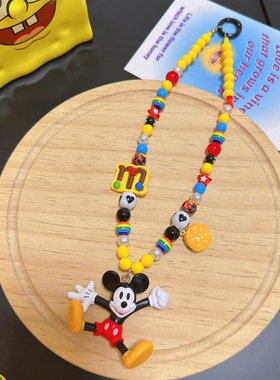 Liya手作美式汉堡米奇米老鼠车内挂件包包挂饰手机壳挂链钥匙饰品