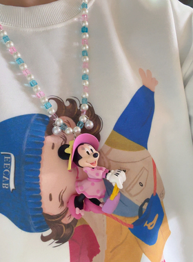 Liya手作饰品迪士尼米妮米老鼠卡通可爱项链女多巴胺长款毛衣链女