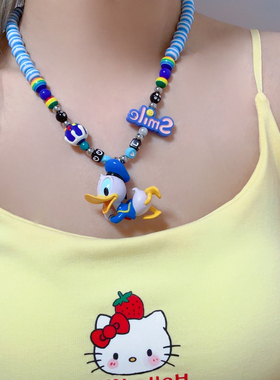 Liya手作迪士尼米奇hellokitty项链女卡通多巴胺彩色串珠饰品配饰